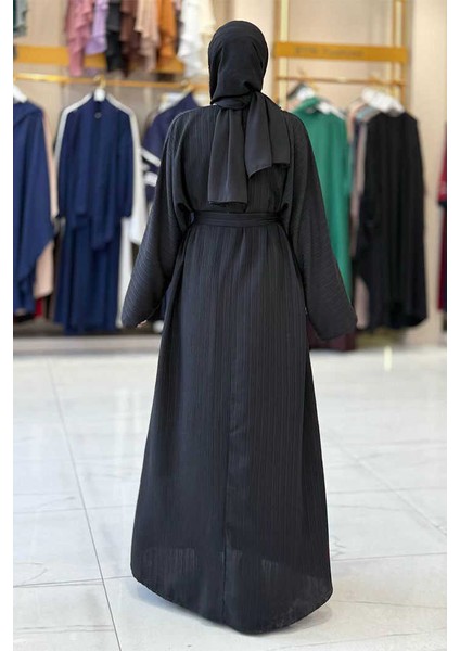 Çıt Çıt Düğmeli Bel Kuşaklı Abaya 70017 Siyah fiyatları