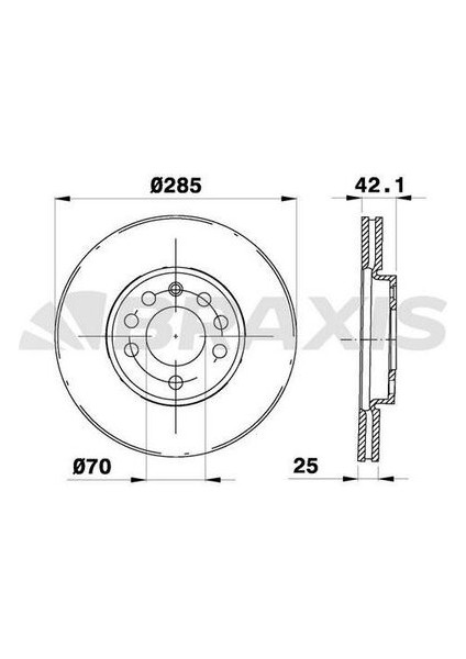 AE0066 Ön Fren Disk Aynası Vectra C Gts 1.6 2.016V 02-Signum 03-Saab 9.3 02-Croma 05- 285X25X5DL Havalı 93171497