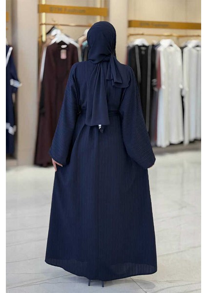 Çıt Çıt Düğmeli Bel Kuşaklı Abaya 70017 Lacivert fiyatları