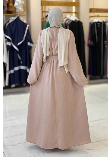 Çıt Çıt Düğmeli Bel Kuşaklı Abaya 70017 Taş fiyatları