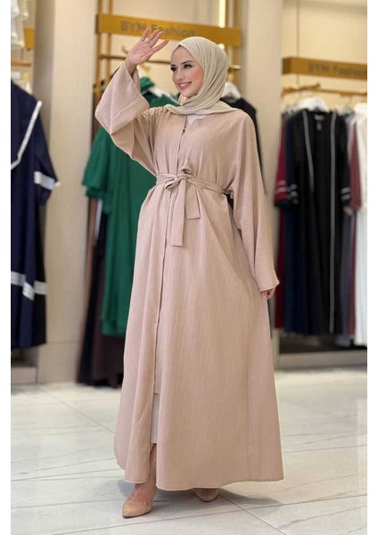 Çıt Çıt Düğmeli Bel Kuşaklı Abaya 70017 Taş modelleri