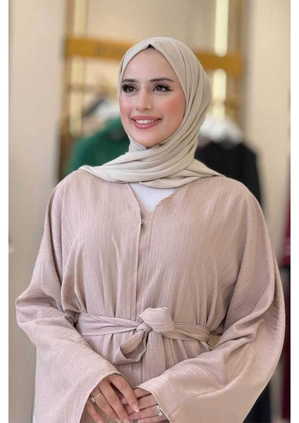 Çıt Çıt Düğmeli Bel Kuşaklı Abaya 70017 Taş fırsatları