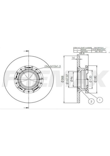 13570 Arka Fren Diski Custom V362 13-2.2tdcı Abs'li Uzun Şase Önden Çeker 300X16X5DL Adet 1764282