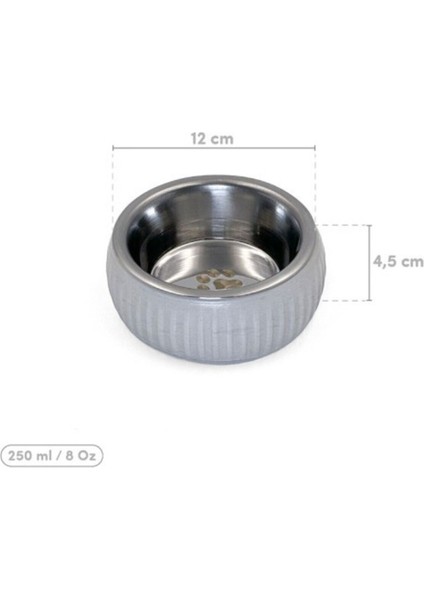 Luxury Mikopet Organik Seramik Mama Kabı Gri 1 Adet