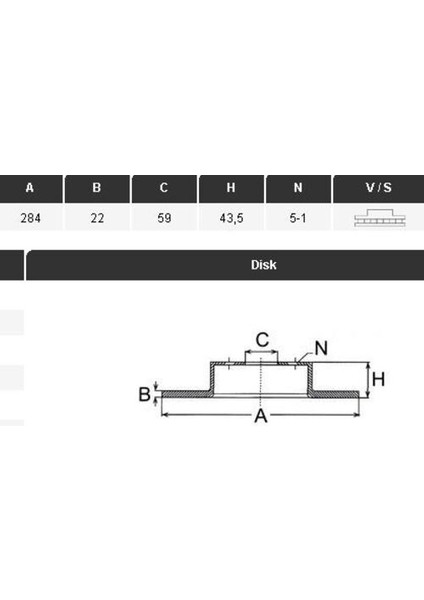 33197 Fren Diski Ön Doblo 10- Practıco 10- / 147 00- 156 97- 164 Spıder 95- / Combo 12- 284×22×59 5 Bijon