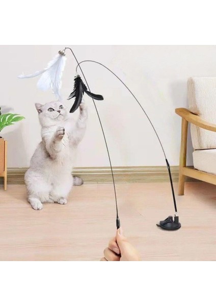 Luxury ® Vantuzlu Tüylü Zilli Olta Kedi Oyuncağı 1 Adet