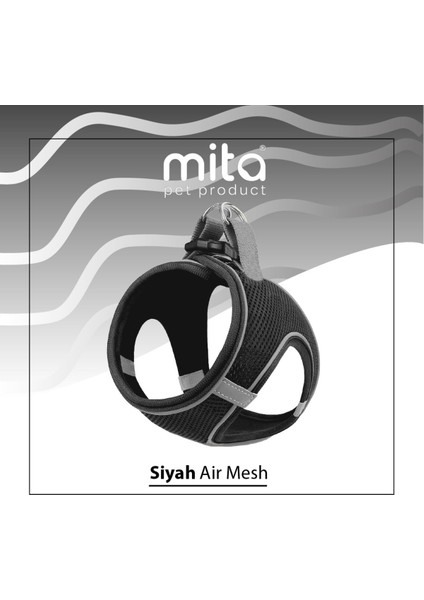 Luxury Mita Air Mesh Kedi Köpek Göğüs Tasması Çift Reflektörlü, Terletmeyen Siyah/ black 2xs 1 Adet