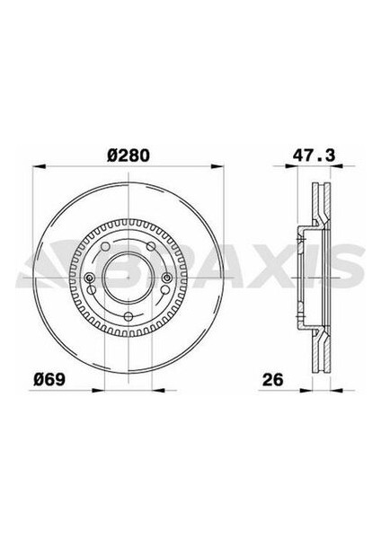 AE0705 Ön Fren Disk Aynası Havalı Hyundai I30 İX20 07-Soul 09-Venga 09-Tucson Sonata Sportage Carens Ceed Magentis 04-Crdı 280X5 517122C000