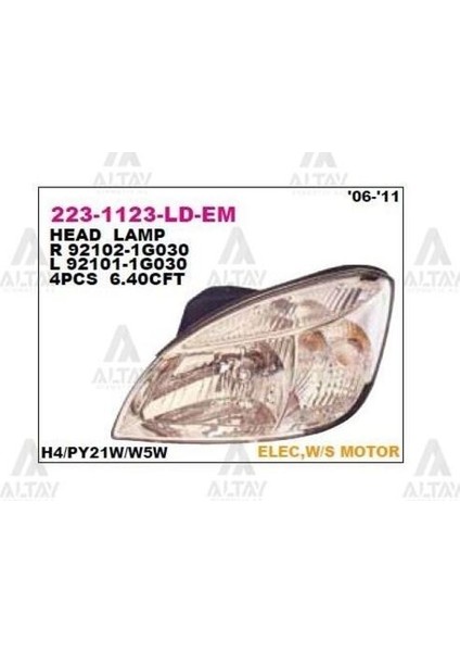 2231123LLDEM Ön Far Sol Kia Rio 05-11