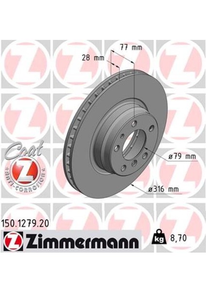 150.1279.20 Fren Diski Ön Bmw E38 94 01 34116757753
