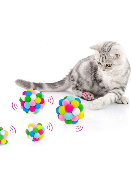 Luxury Kedi Oyun Topu Ponponlu ve Kendinden Sesli Kedi Egzersiz Oyuncağı Evcil Hayvan Hareket Için Oyuncak 1 Adet