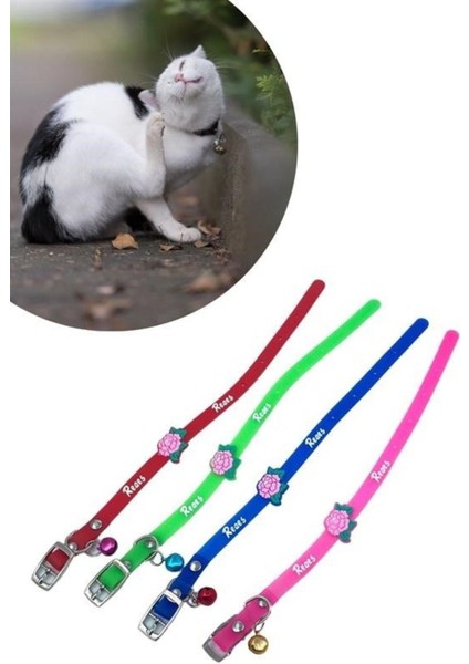 Luxury ® Çıngıraklı Zilli Sevimli Renkli Slikon Kedi Köpek Boyun Tasması 1 Adet