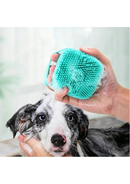 Luxury Şampuan Hazneli Kedi ve Köpek Evcil Hayvan Yıkama Fırçası Silikon 1 Adet
