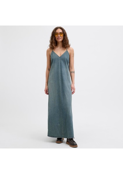 Kadin Askili Denim Elbise - Tuva