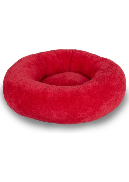 Luxury Luna, Kırmızı Donut Şeklinde, Yumuşak, Konforlu Kedi ve Köpek Yatağı 1 Adet