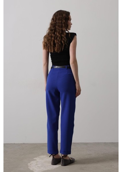 Kemerli Havuç Pantolon - Saks