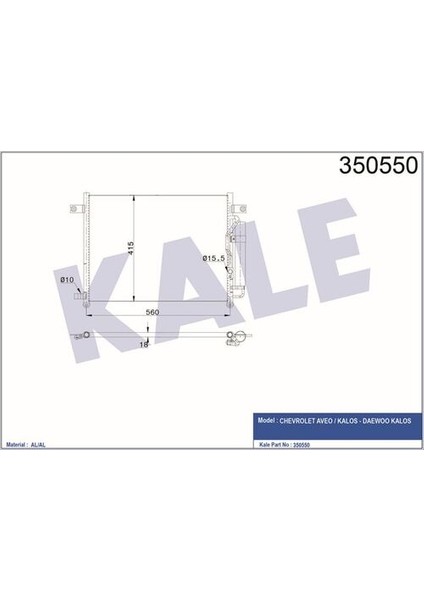 Oto Radyatör 350550 Klima Radyatörü Aveo Kalos T250