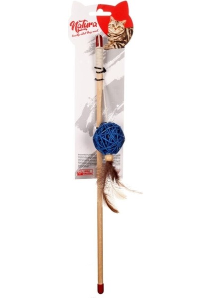 Luxury Tüylü Bambu Top Doğal Kedi Olta Oyuncak 40 cm PTC-023 1 Adet