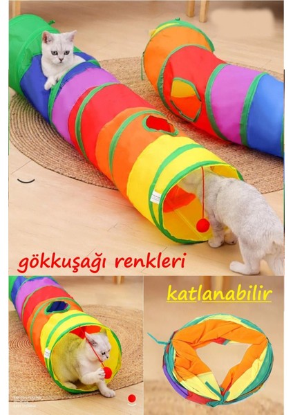 Luxury Düz Kedi Tüneli Katlanır Gökkuşağı S Kıvrımlı Kedi Köpek Oyun Tüneli Evcil Hayvan Oyun Tüneli 1 Adet