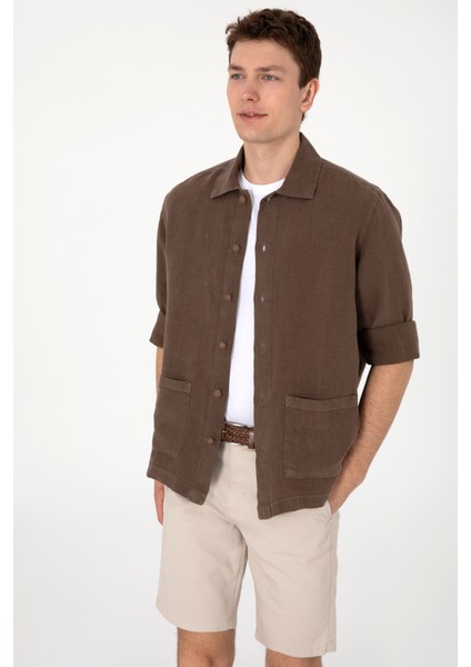 Erkek Vizon Gömlek Desenli 50299590-VR052