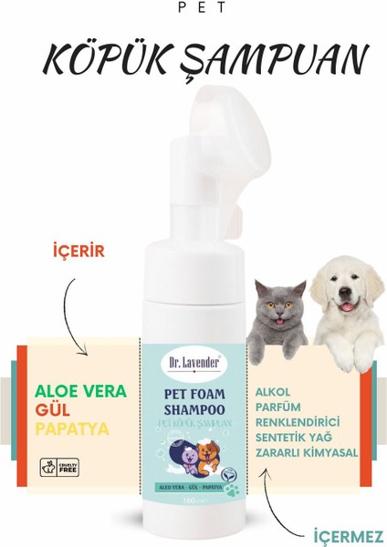 Luxury Kedi Köpek Pati Temizleme Köpüğü Aloe Vera-Gül-Papatya Mantar Önleyici Fırçalı Bakım Köpüğü 160 ml 1 Adet