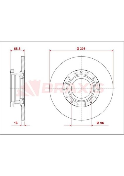 AE0937 Arka Fren Disk Aynası Transit Custom V362 2.2tdcı 13-Uzun Şase Abs'li Önden Çeker Çap 308X16 BK212A097AB