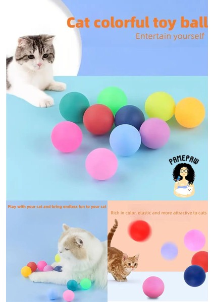 Renkli Kedi Plastik 4 cm Oyun Topları 20 Adet