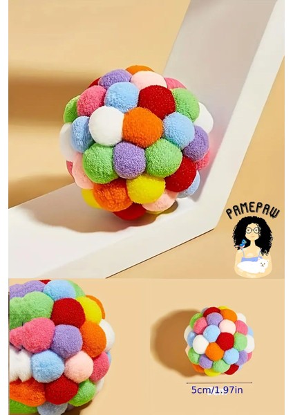 Kedi Oyun Topu Ponponlu ve Kendinden Sesli Kedi Egzersiz Oyuncağı Evcil Hayvan Hareket İçin Oyuncak