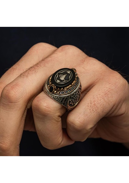 Fetih Koleksiyonumuzdan Tuğra Desenli 925 Ayar Erkek Gümüş Yüzük indirimleri