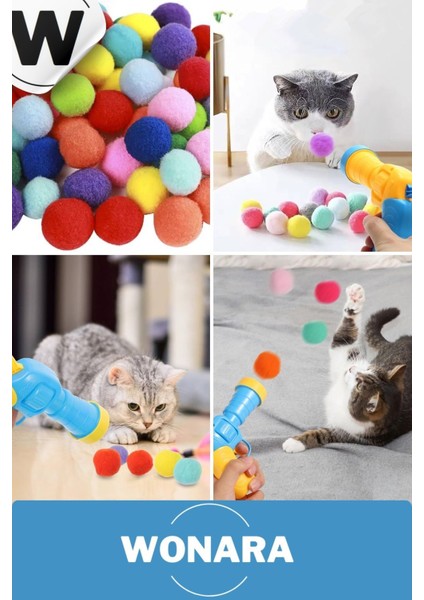 Luxury Özel Tasarım Evcil Hayvan Eğlenceli Top Atan Tabancalı Hareketli Interaktif Kedi Oyuncağı Seti 1 Adet