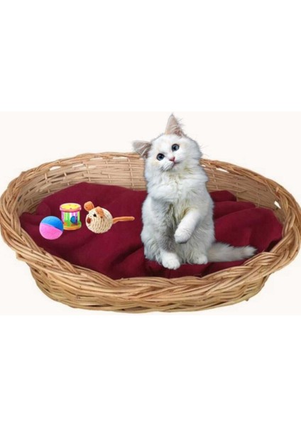 Luxury Çanakkale Biga El Yapımı Hasır Sepet Kedi / Yavru Köpek Yatağı 45 cm 1 Adet modelleri