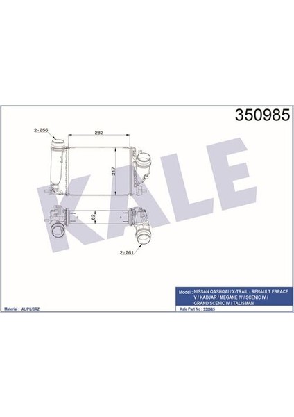 Oto Radyatör 350985 Turbo Radyatörü Megane Iv Al-Pl-Brz