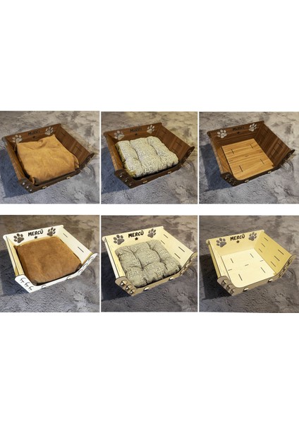 Luxury Özel Tasarım Ahşap Kedi Yatağı (Yastıklı/yastıksız Seçenekli) 1 Adet modelleri