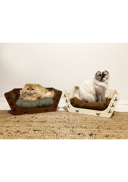 Luxury Özel Tasarım Ahşap Kedi Yatağı (Yastıklı/yastıksız Seçenekli) 1 Adet fırsatları
