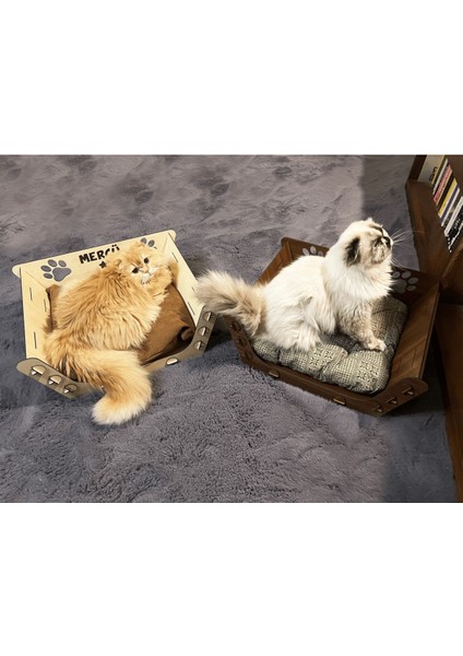 Luxury Özel Tasarım Ahşap Kedi Yatağı (Yastıklı/yastıksız Seçenekli) 1 Adet indirimleri