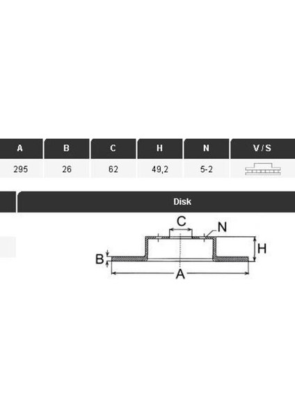 34392 Ön Fren Diski Auris 07-Avensis 05-08 Corolla Verso 04-09 D4D-1.6L-2.2-16V 295 26 5dl Havalı Adet 4351205080