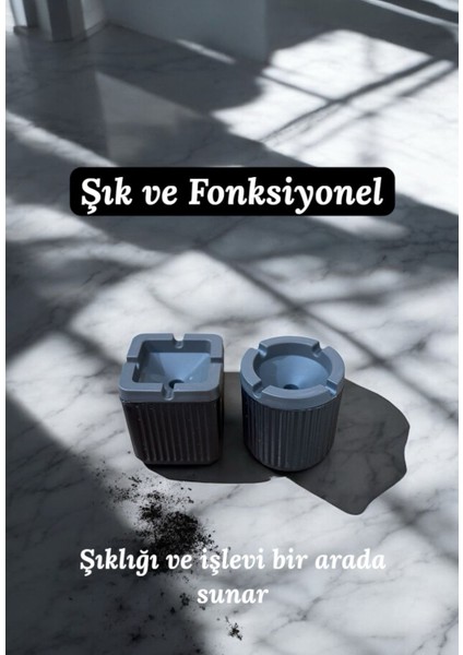 Kırılmaz Sert Plastik Küllük - 2 Li Kokusuz Çok Amaçlı Küllük