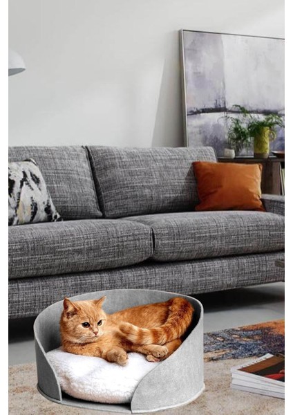 Luxury Puki Kedi Yatağı Gri Peluş Minderli Evcil Hayvan Kedi Minderi Kedi Yuvası Evi Kulübesi 1 Adet indirimleri