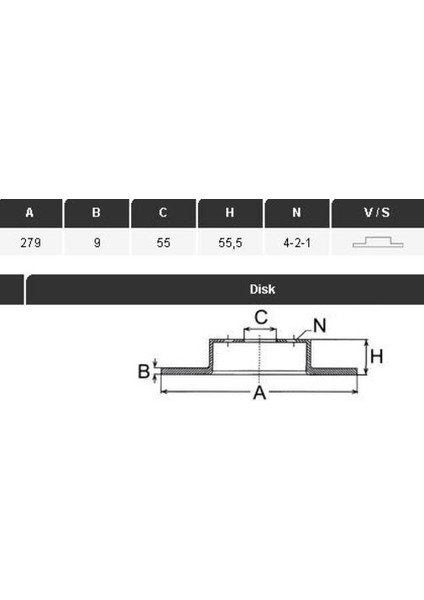 34430 Fren Diski Arka Corolla Uyumlu Verso 04-07 Corolla Uyumlu 03-07 1.4 D4D 279×9X55 4 Bijon