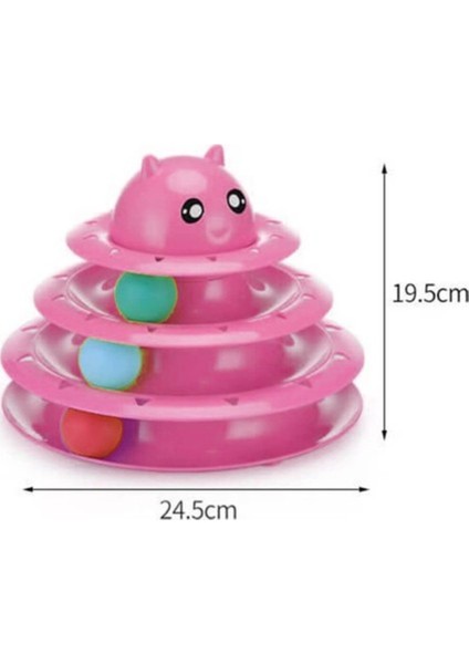 Luxury Petzoom Nunbell 3 Katlı Kedi Oyuncağı Kedi Başlıklı Pembe 1 Adet