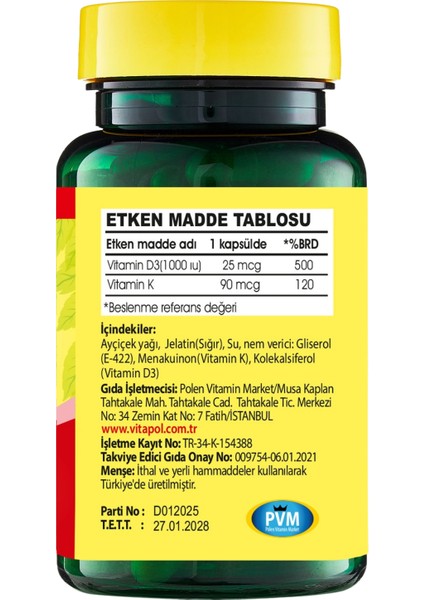Vitamin D3 Vitamin K2 100 Softgel fiyatları