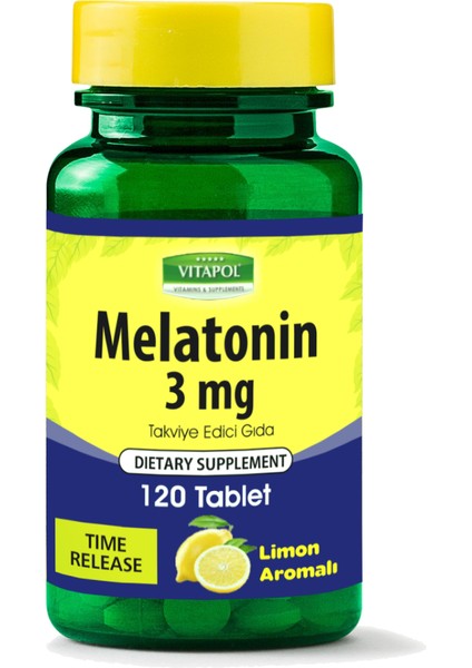 Melatonin Time Release 3 Mg 120 Tablet Yavaş Salınımlı Limon Aromalı