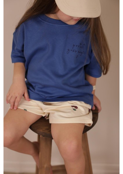 Indigo Nakışlı Oversize T-Shirt modelleri
