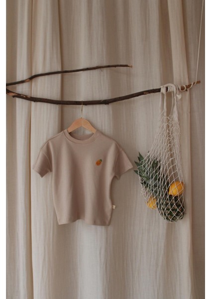 Ananas Nakışlı Oversize T-Shirt