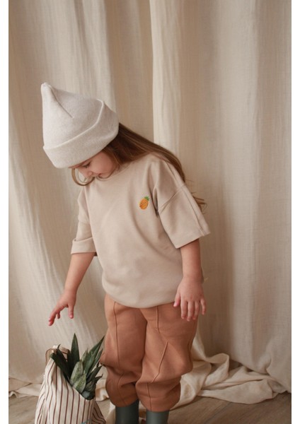 Ananas Nakışlı Oversize T-Shirt