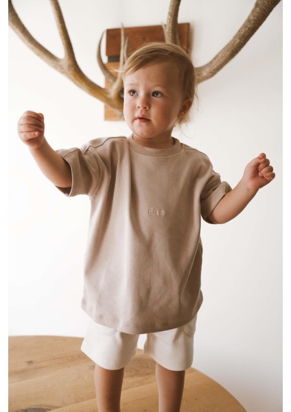 Vizon Bisiklet Yaka Oversize T-Shirt Bebek - Çocuk indirimleri