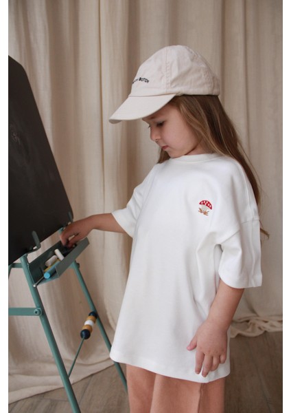 Mantar Nakışlı Oversize T-Shirt