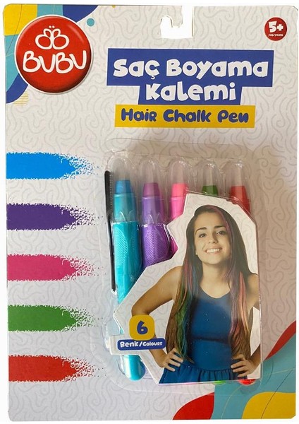 Saç Boyama Kalemi 5 Renk 1 Paket Bubu Saç Boyama Tebeşiri 5 Li Yıkanabilir Mini Tarak li Hair Chalk Pen