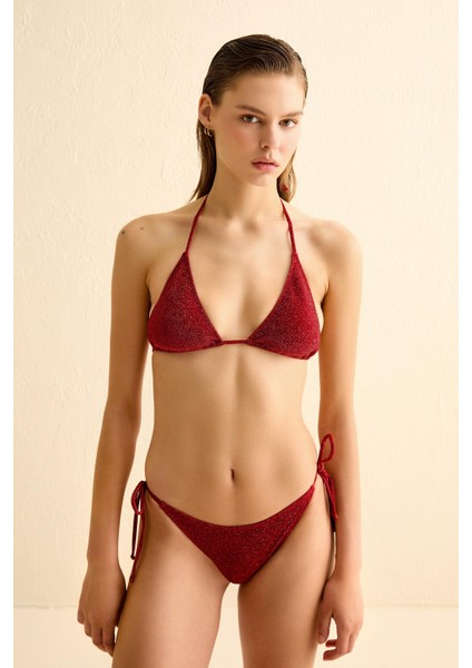 Kırmızı Lureks Üçgen Bikini Takım