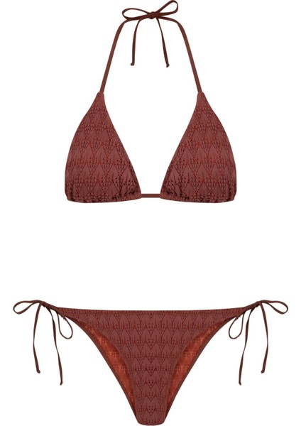 Tarçın Triko Üçgen Bikini Takım